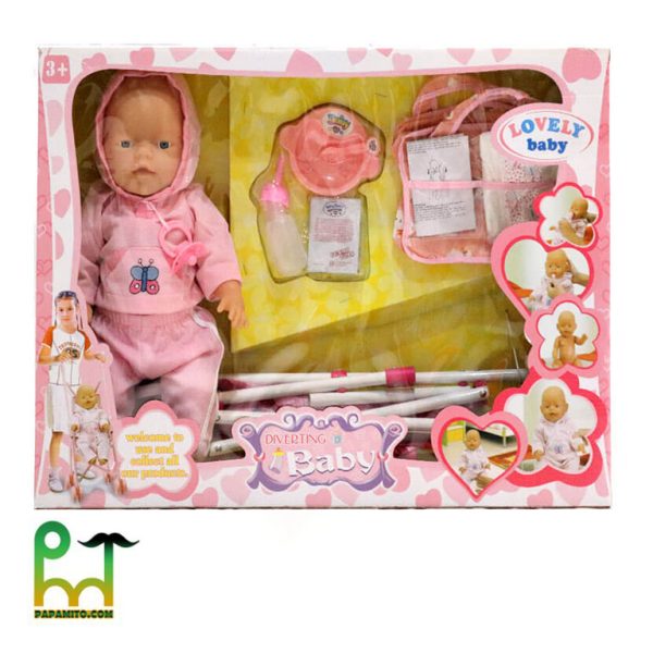 عروسک Lovely Baby کالسکه دار کد 0702